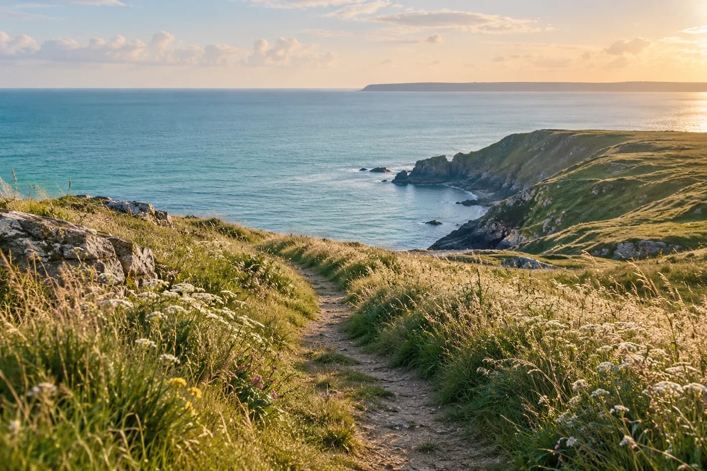 A coastal path opening towards the sea, an illustration of the journey ahead