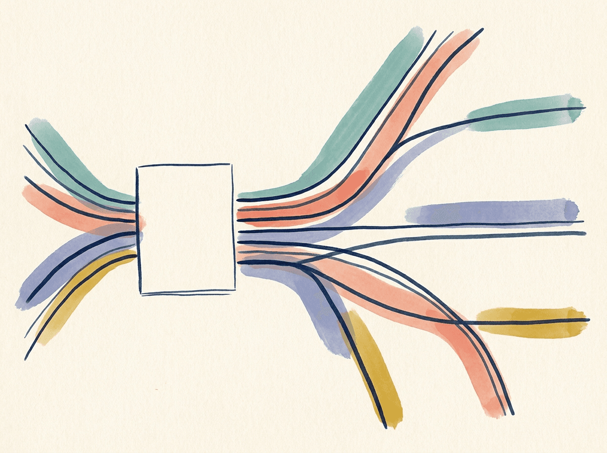 Diverging coloured lines passing through a blank screening report